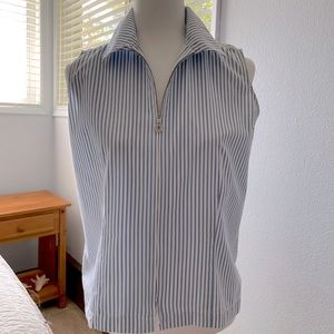 Zip front, sleeveless, summer blouse